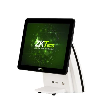 POS touch screen monitor being used at a checkout counter