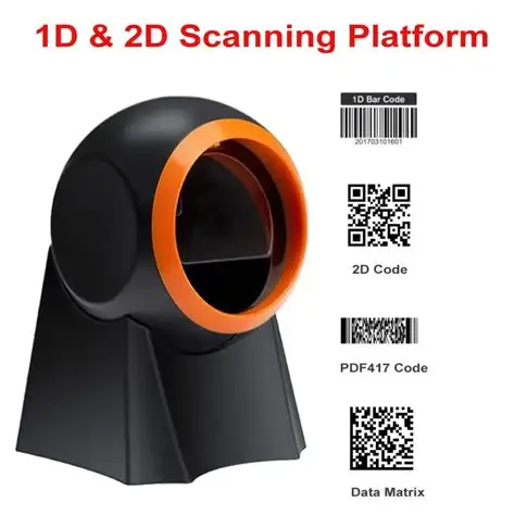 Desktop barcode scanner used for scanning products at checkout
